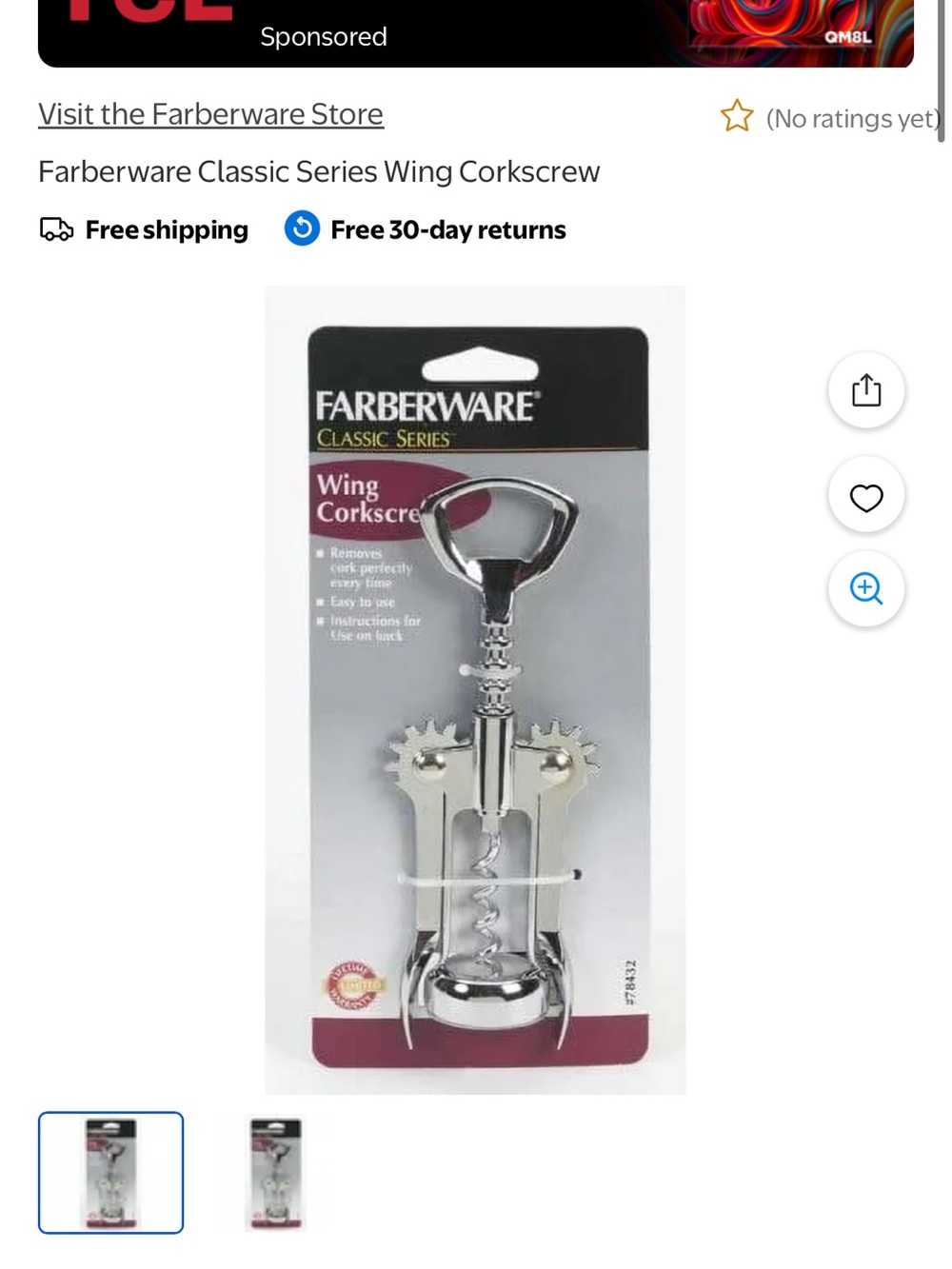 Farberware Silver Wing Corkscrew with Polished Finish